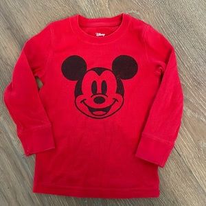 Disney jumping bean red waffle long sleeve shirt. Size 3T.